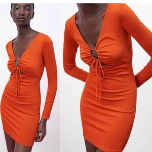 Zara Orange Long Sleeve Dress